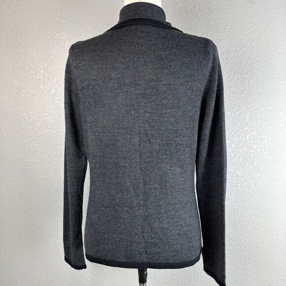 August Silk Womens Sweater Blazer Cardigan Size M Gray Wool Blend Pockets - Picture 6 of 9
